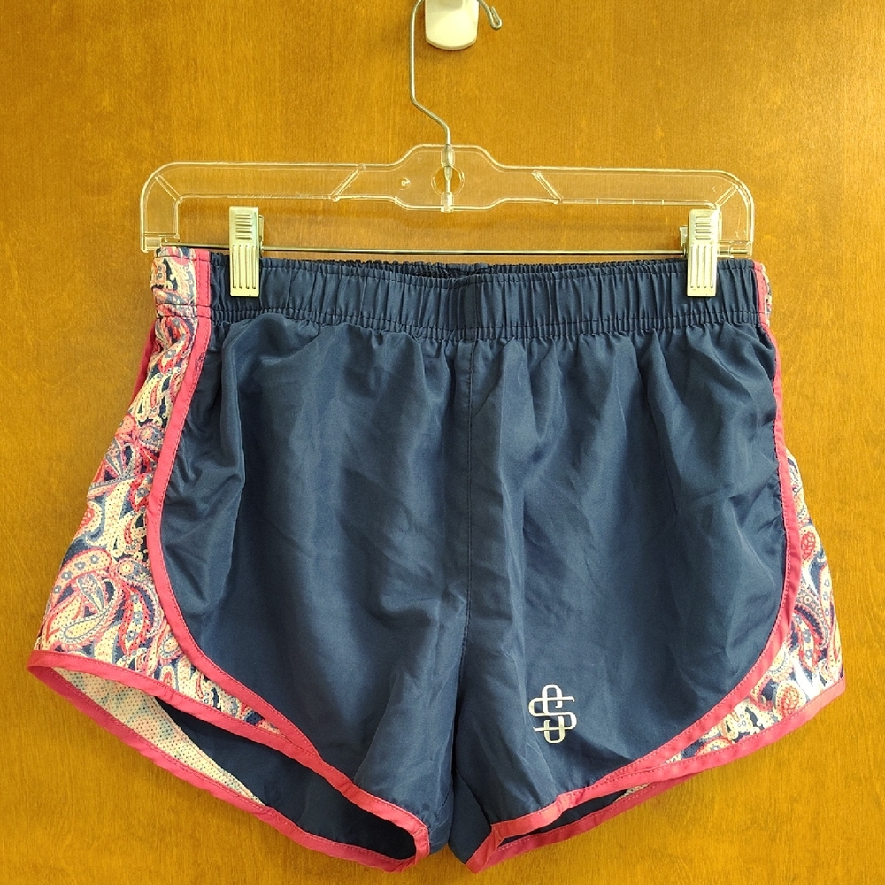 Simply Southern Navy and Pink Athletic Shorts With Liner
